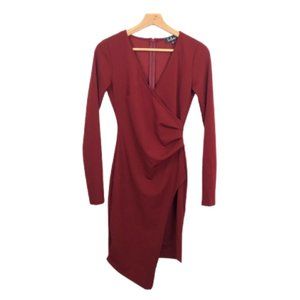 Lulus Maroon Red Bodycon Long Sleeve Dress Small